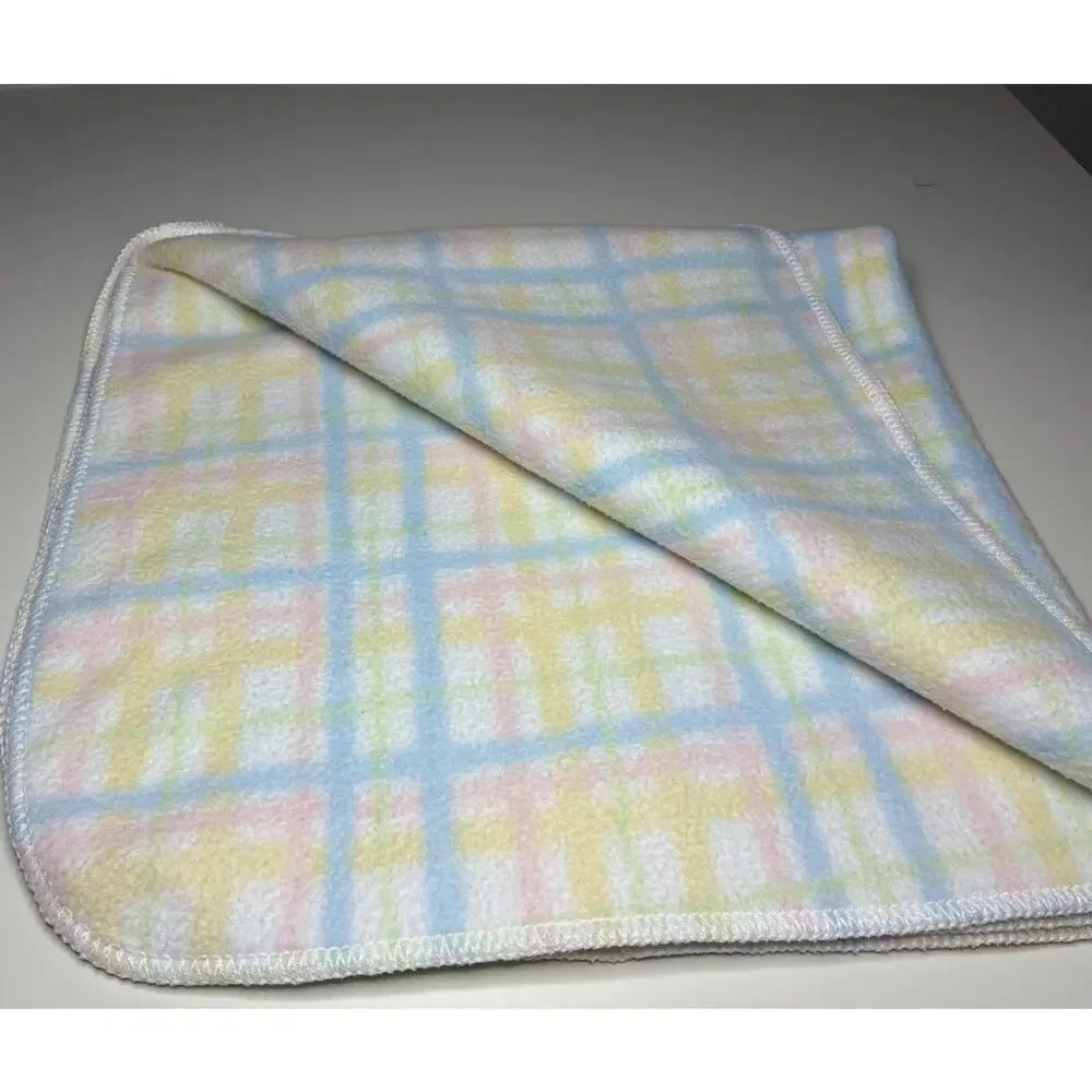 Martha Stewart Everyday Baby Blanket Pastel Plaid White Pink Blue Yellow